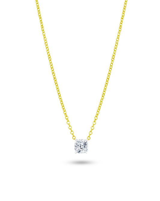 Single Stone Necklace | Cushion Cut 1ct LAB Diamond