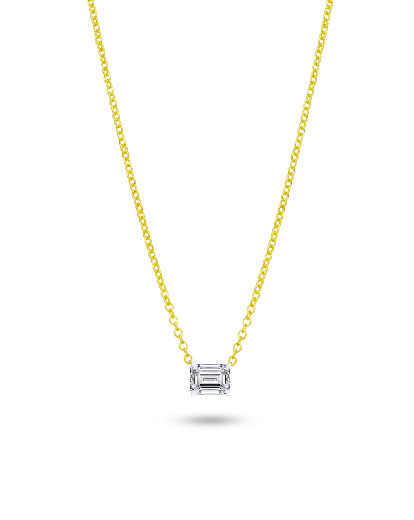 Single Stone Necklace | Emerald Cut 1ct LAB Diamond