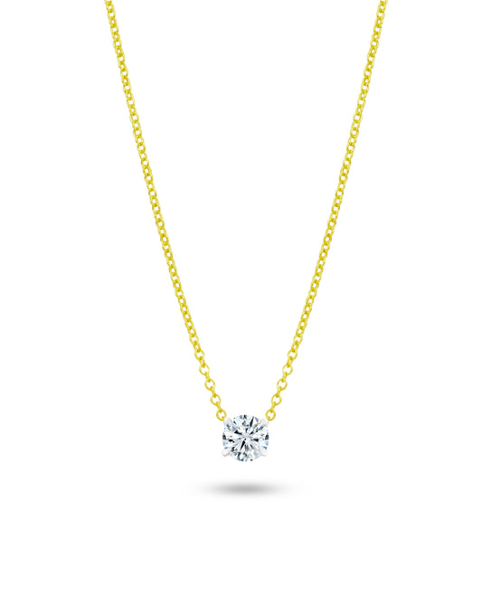 Single Stone Necklace | Round Cut 1ct LAB Diamond