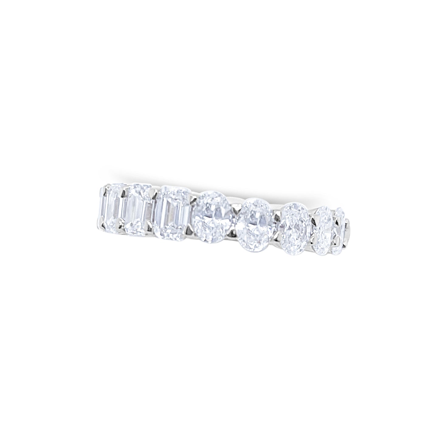 Half and Half Eternity Band Ring | Oval and Emerald Cut 3ct LAB Diamond