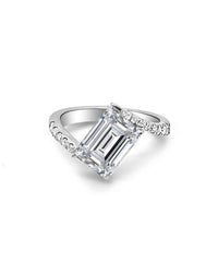 Asymmetrical Diamond Ring | Emerald Cut 3 ct LAB Diamond