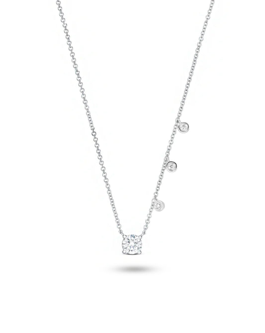 Side Charm Necklace | Round Cut .26 ct LAB Diamond