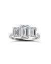 3 Stone Diamond Band Solitaire Ring | Emerald Cut 7ct LAB Diamond