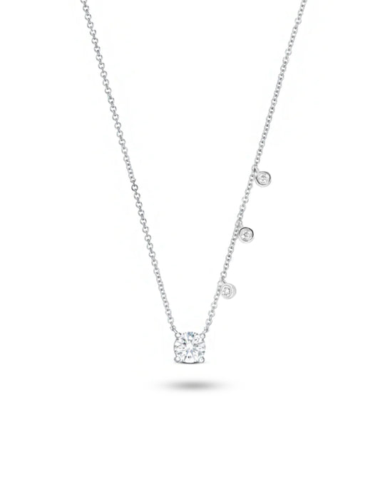 Side Charm Necklace | Round Cut .36 ct LAB Diamond