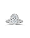 Diamond Halo and Band Solitaire Ring | Oval Cut 3ct LAB Diamond