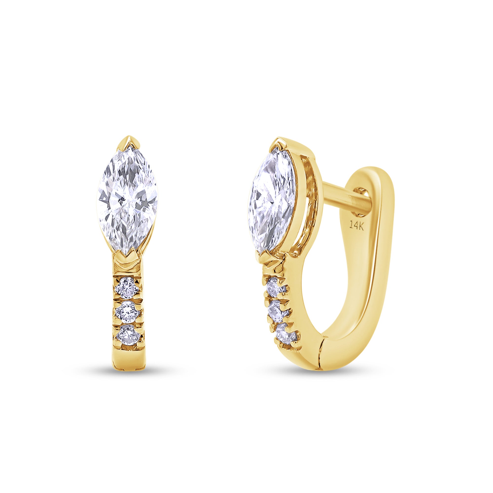 Lab Grown 14k Marquise and Diamond Encrusted Hoops