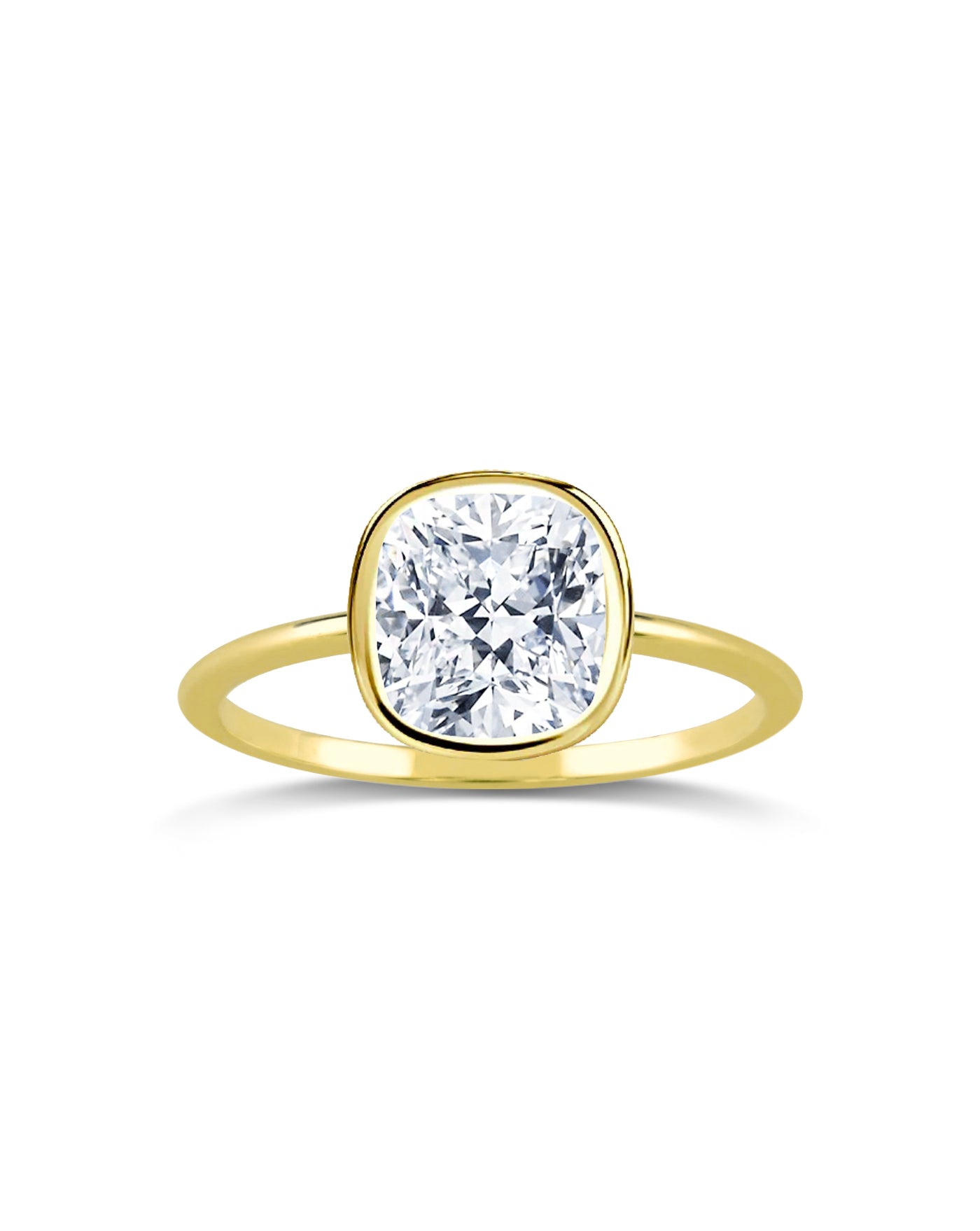 Solitaire Bezel Set Ring | Cushion Cut 2ct LAB Diamond