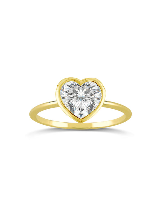Solitaire Bezel Set Ring | Heart Shape Cut 2ct LAB Diamond