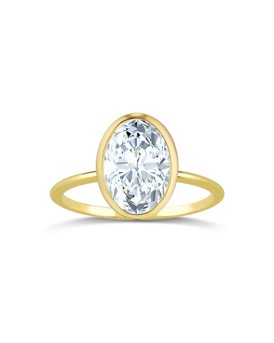 Solitaire Bezel Set Ring | Oval Shape Cut 2ct LAB Diamond