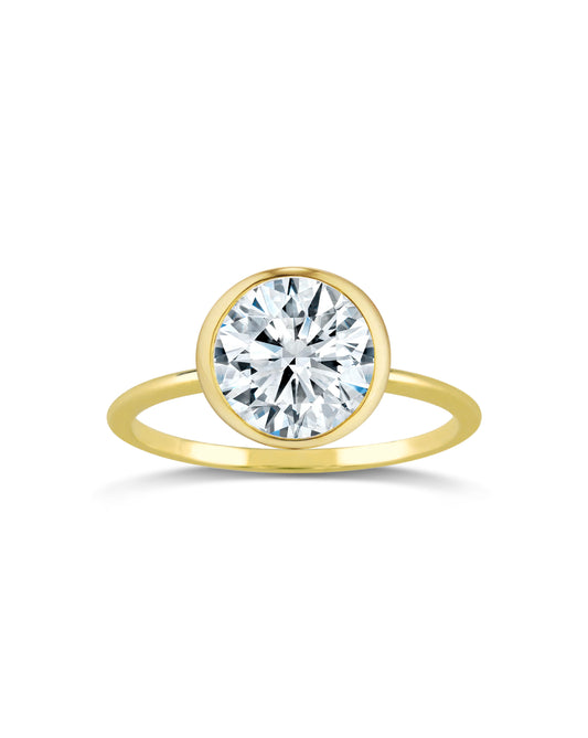Solitaire Bezel Set Ring | Round Cut 2ct LAB Diamond