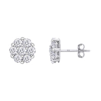 Silver and Lab Grown Flower Studs