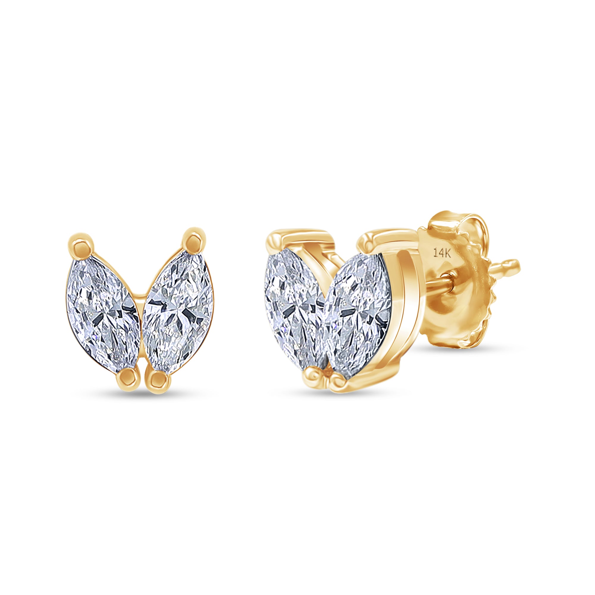 Lab Grown 14k Two Marquise Cut Diamond Studs