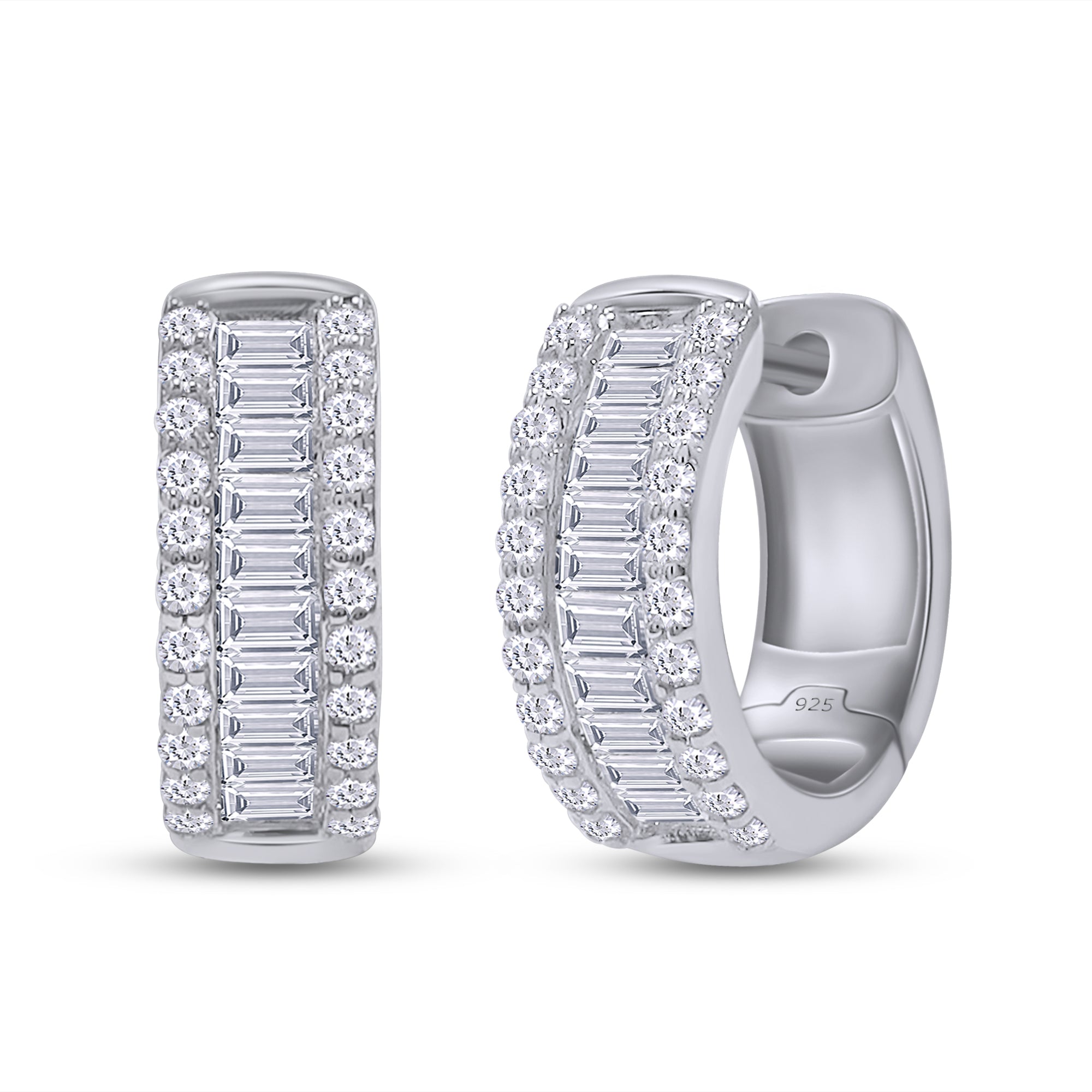 Silver and Lab Grown Diamond Hoops