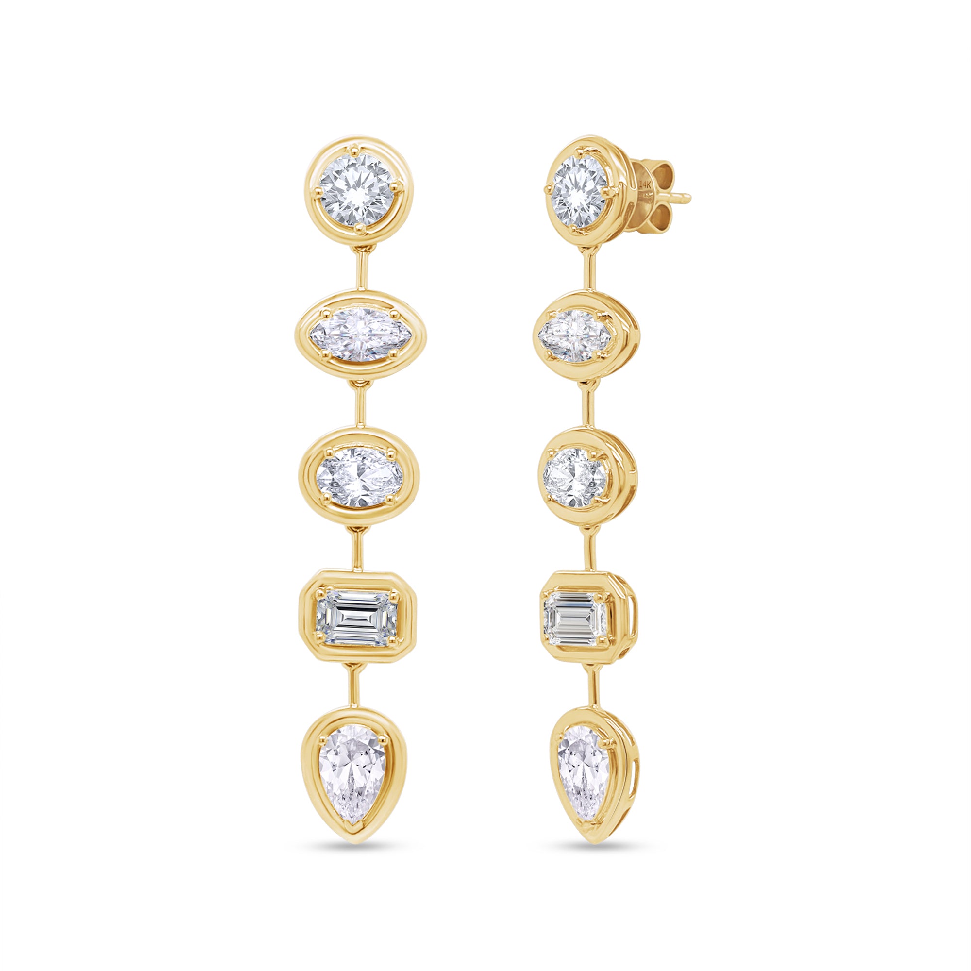 Lab Grown Multi Shape Cut Diamond Drop Studs