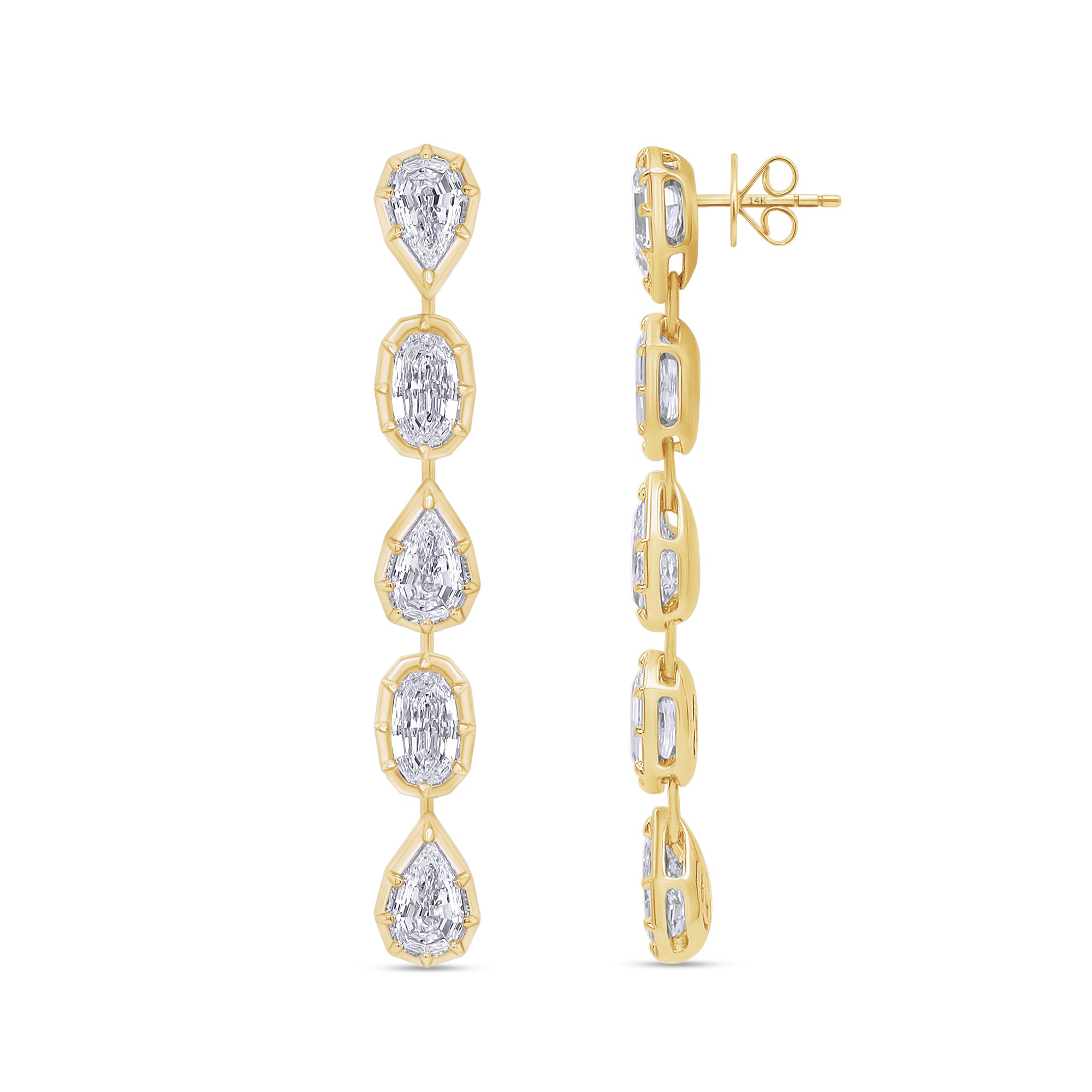 Lab Grown 14k Pear and Oval Cut Drop studs