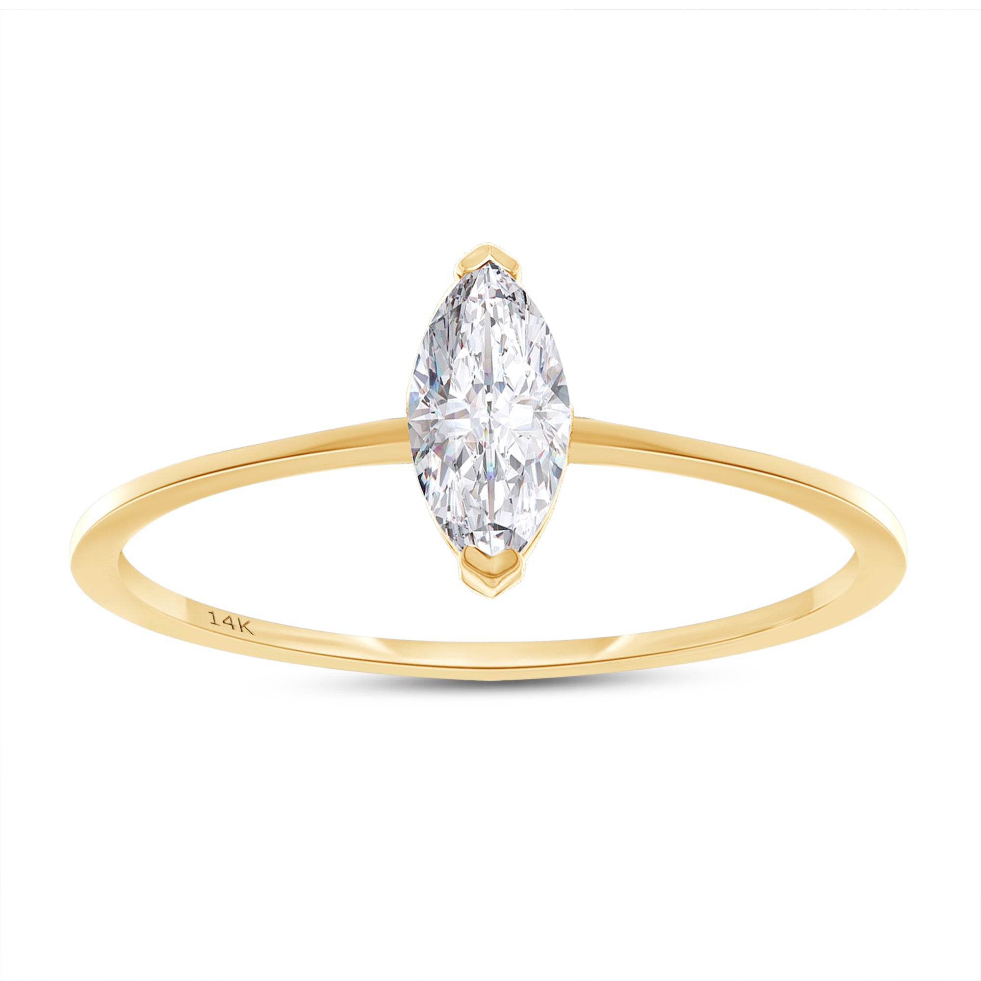 Lab Grown 14k Solo Marquise Cut Diamond Ring