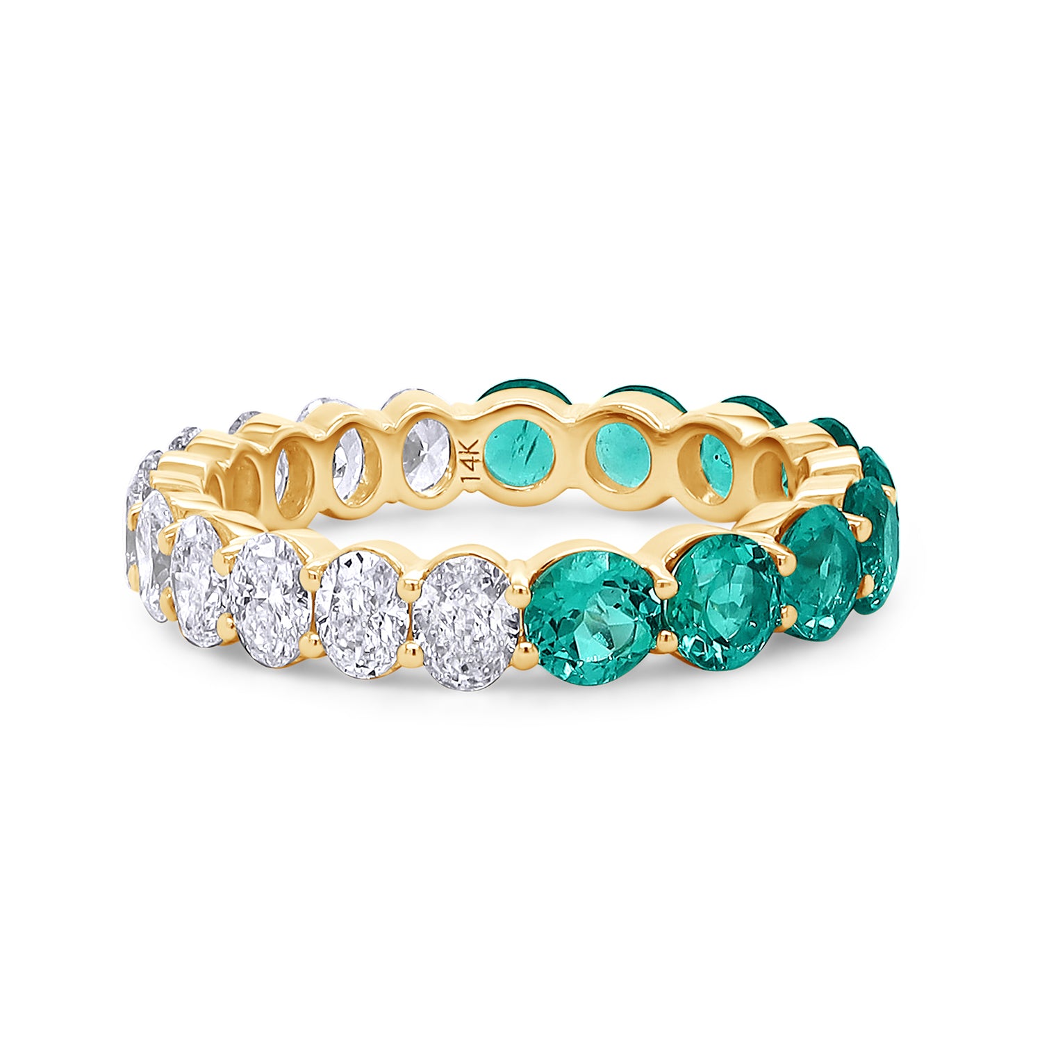 Lab Grown 14k Emerald and Diamond Band
