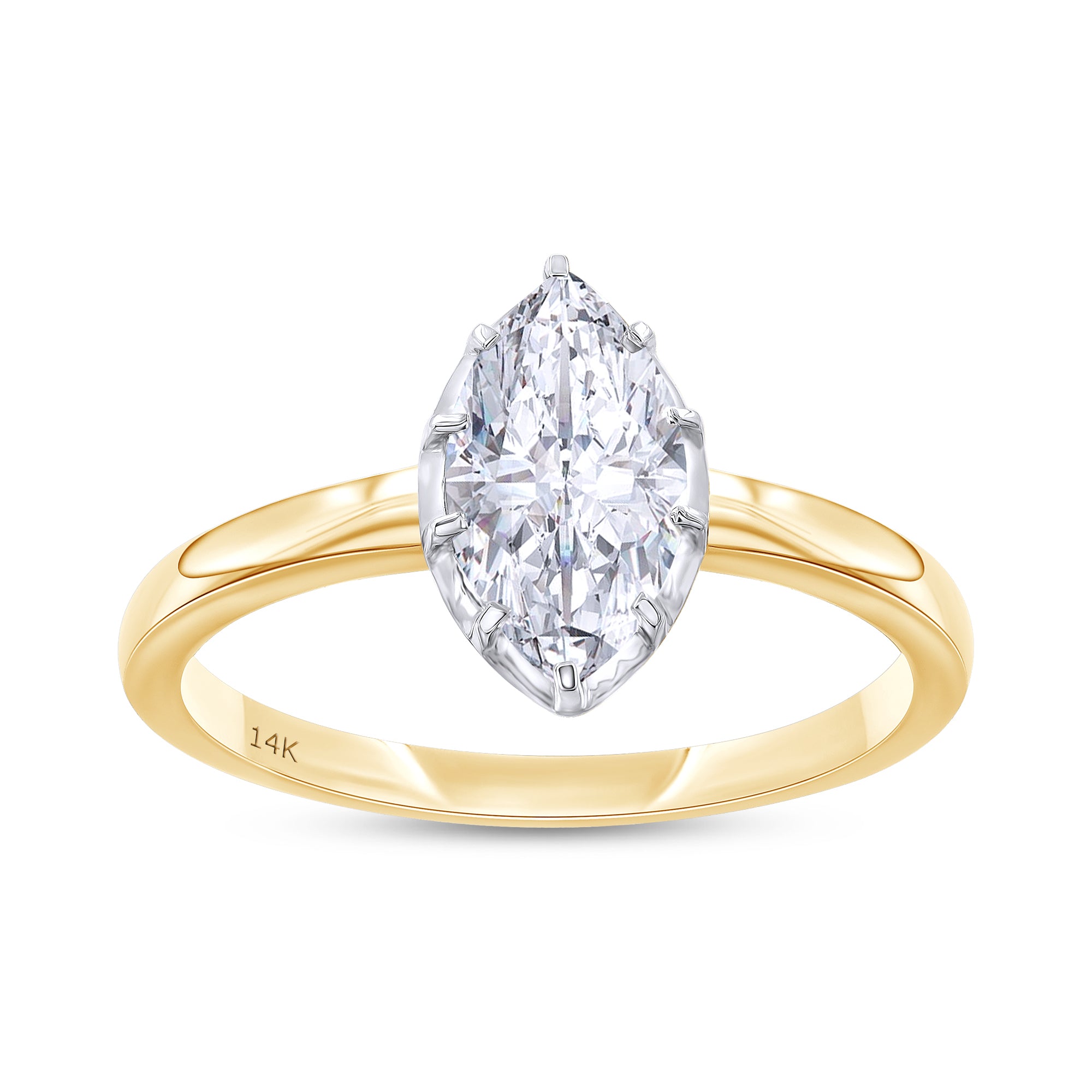 Lab Grown 14k Solitaire Marquise Cut Diamond Ring