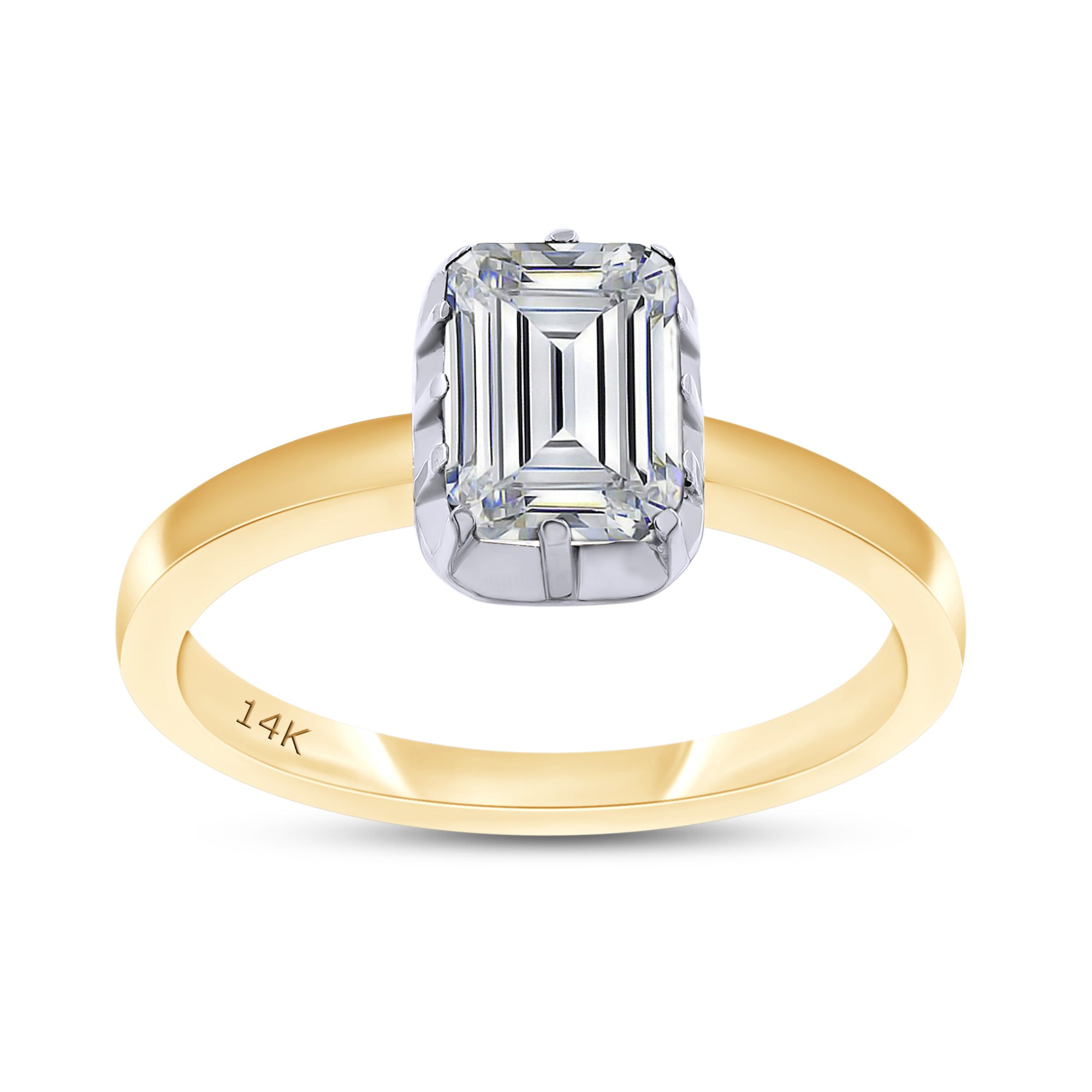 Lab Grown 14k Emerald Cut Diamond Ring