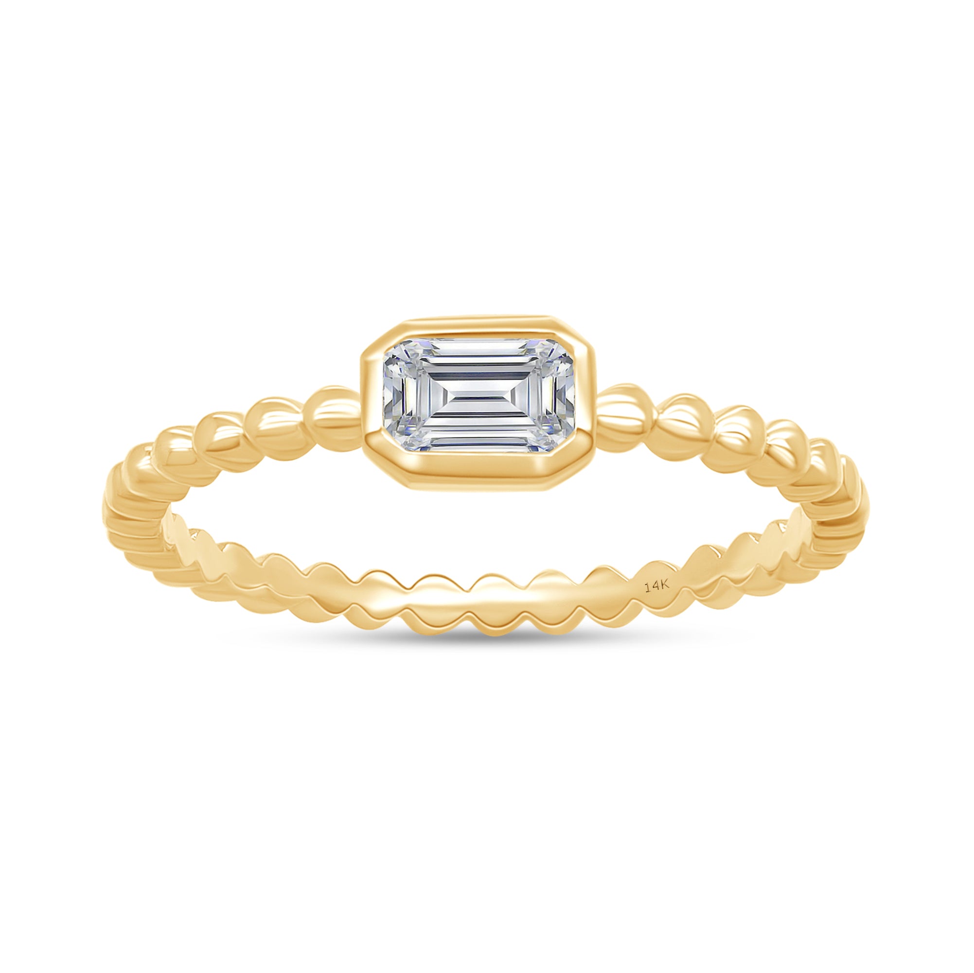 Lab Grown 14k Twist Band Emerald Cut Ring