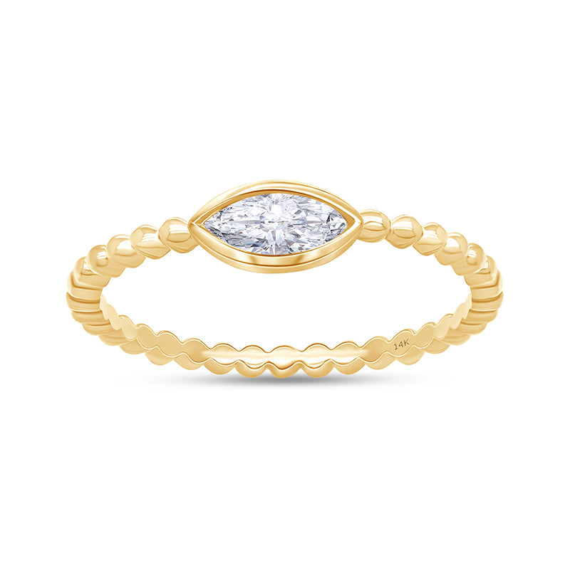 Lab Grown 14k Twist Band Marquise Cut Ring