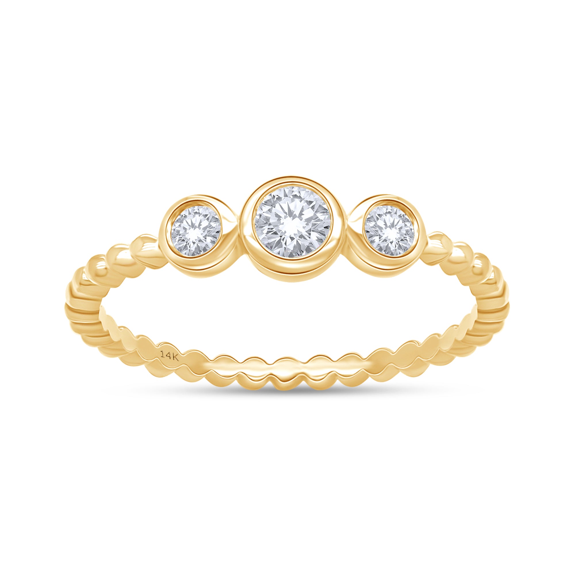 Lab Grown 14k Twist Band Triple Diamond Ring