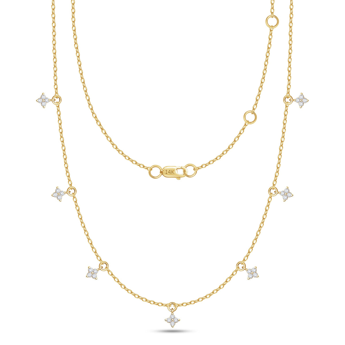 Lab Grown 14k Clover Charm Necklace