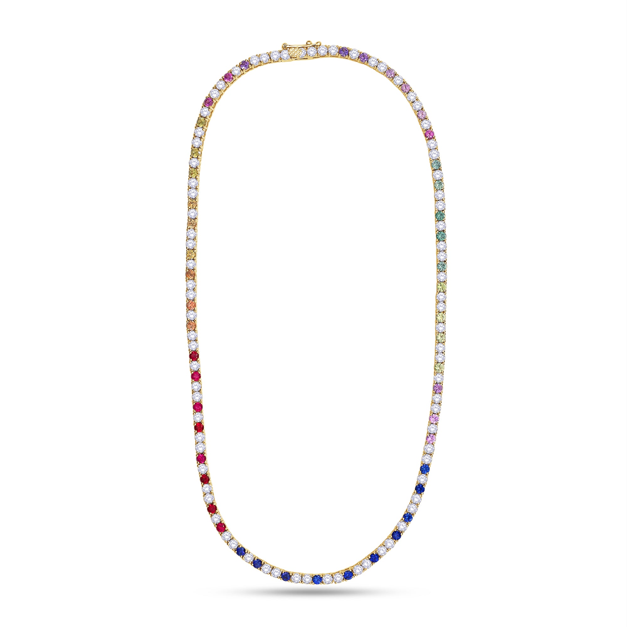 Lab Grown 14k Colorful Tennis Necklace