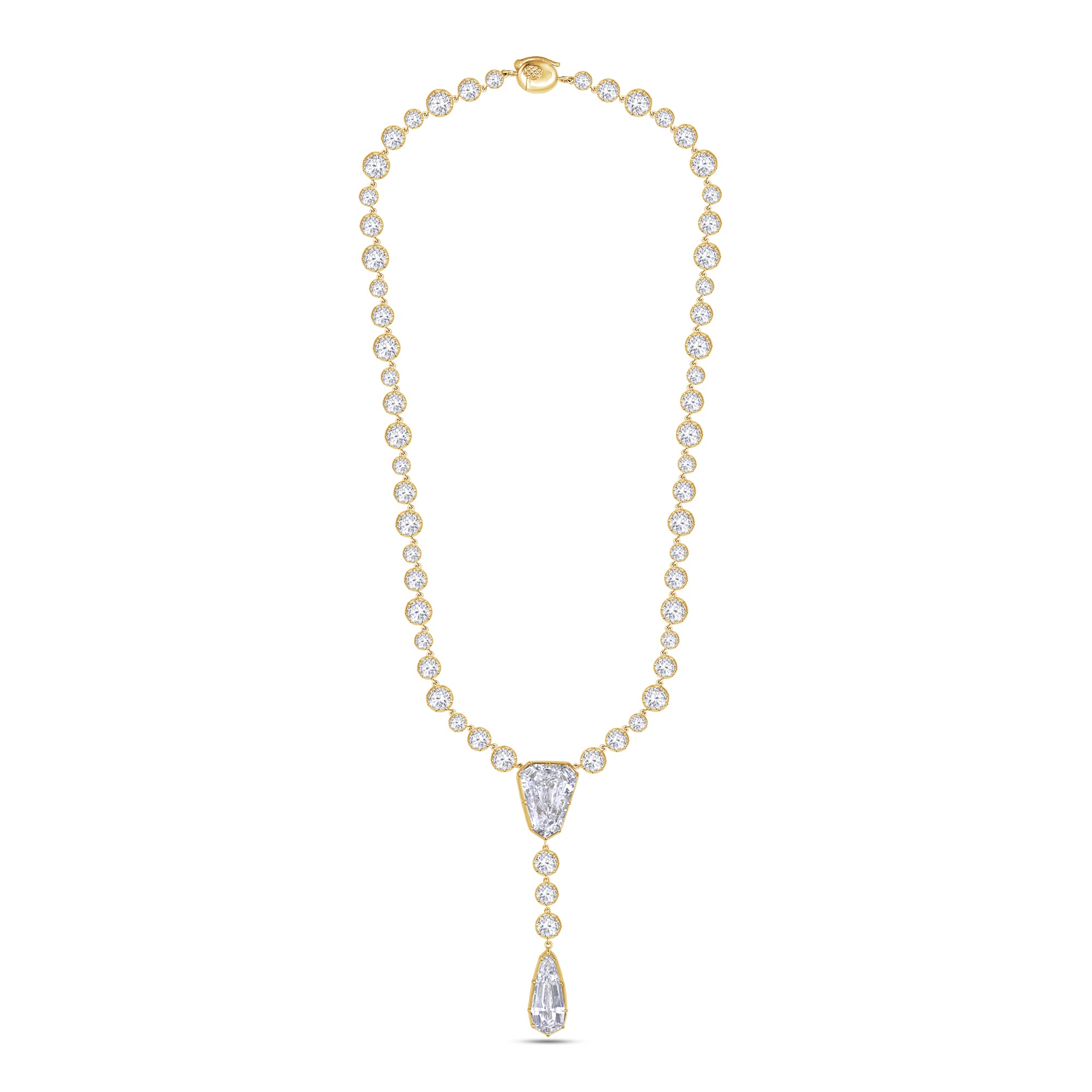 Lab Grown 14k Two Tone Drop Necklace