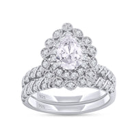 Silver and Lab Grown Pear Ring