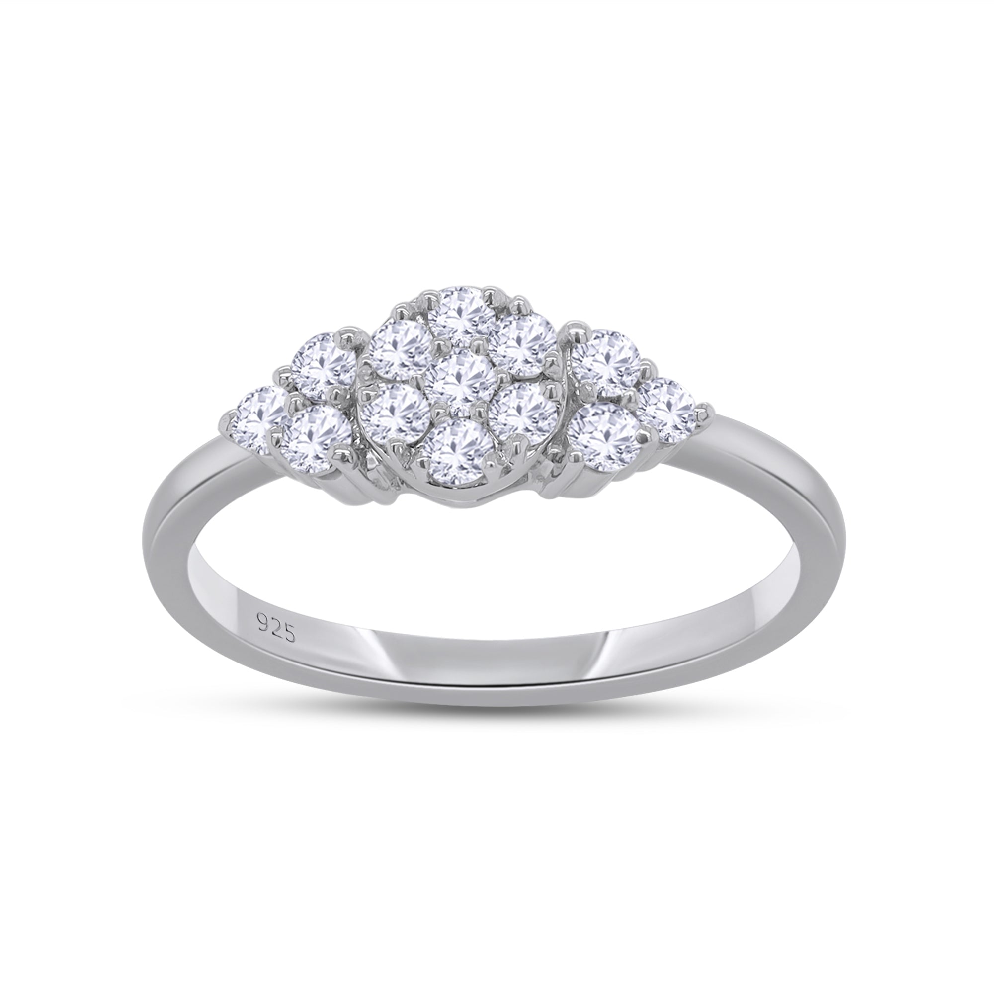 Silver Lab Grown Diamond Flower Ring