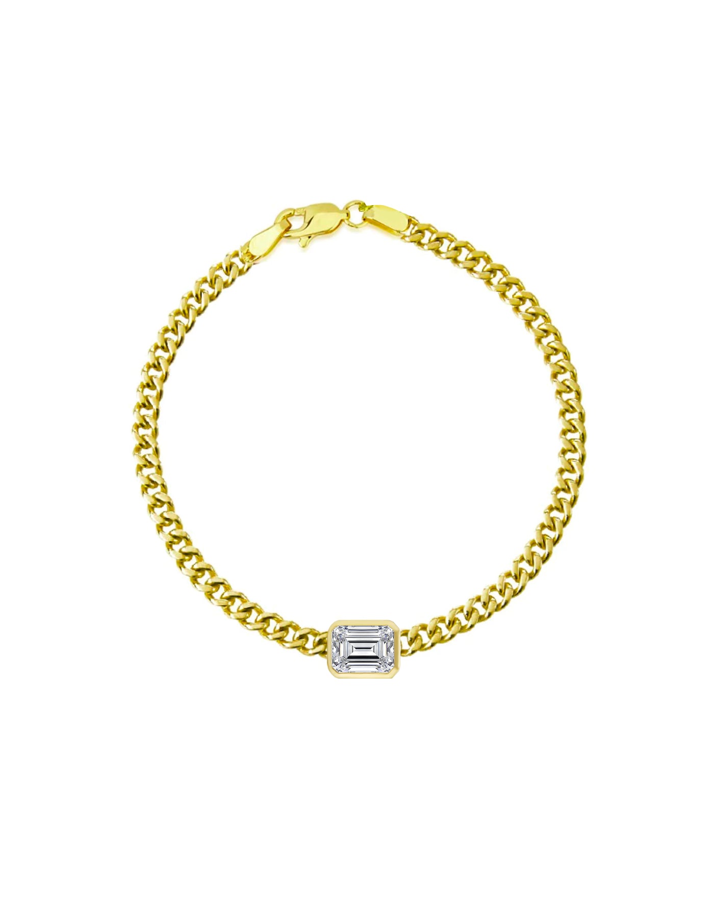 Cuban Link Bracelet | Emerald Cut 1ct LAB Diamond