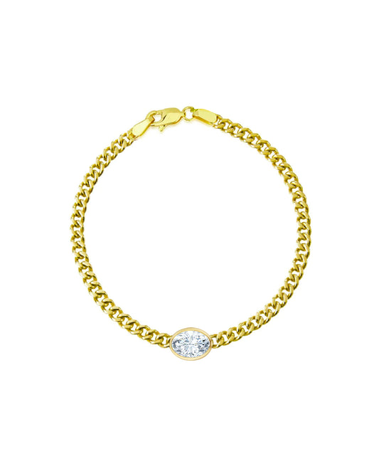 Cuban Link Bracelet | Oval Cut 1ct LAB Diamond