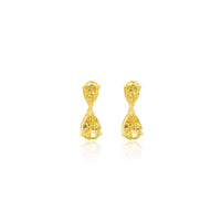 14kt Yellow Gold 4.40 Carat Pear Cut Lab Grown Yellow Diamond Earrings
