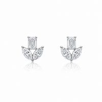 White Gold Fancy Shape Cluster Earrings