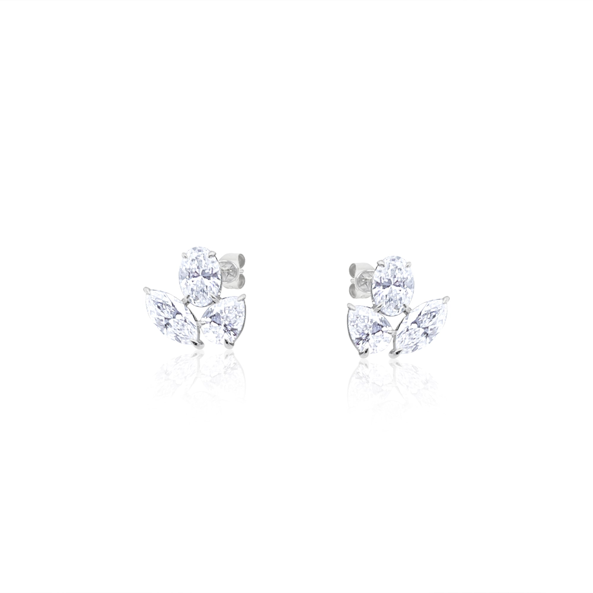 Lab Grown 14kt White Gold Multi Diamond Studs