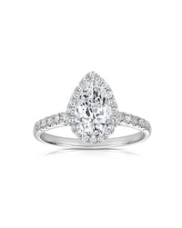 Pear Diamond Halo Solitaire