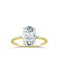 Oval Diamond Solitaire with Thin Gold Band