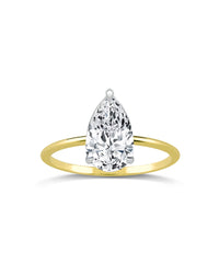 Pear Diamond Solitaire with Thin Gold Band