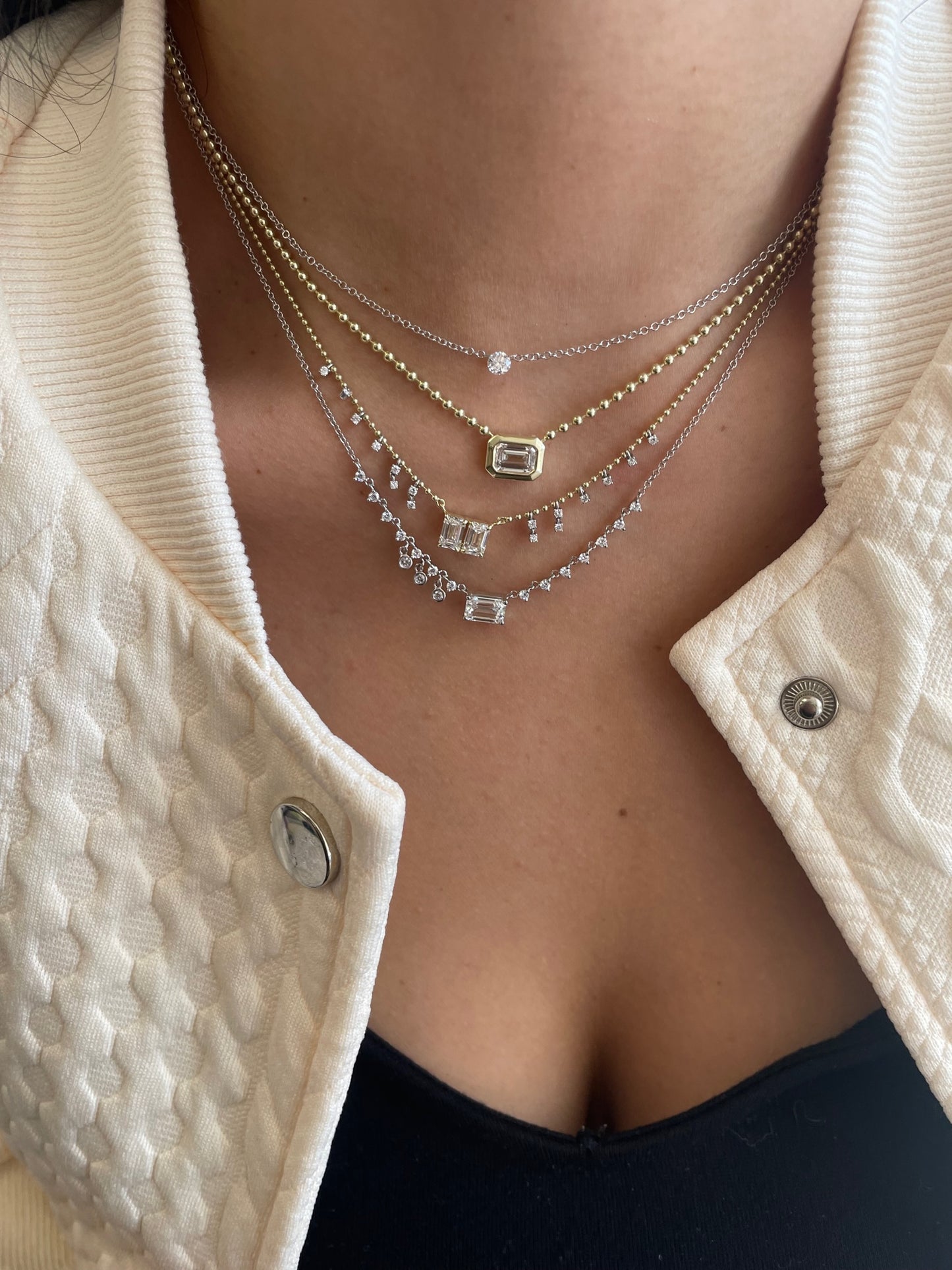 Spot Chain Moi & Toi Necklace | Two Stone 1ct LAB Diamond