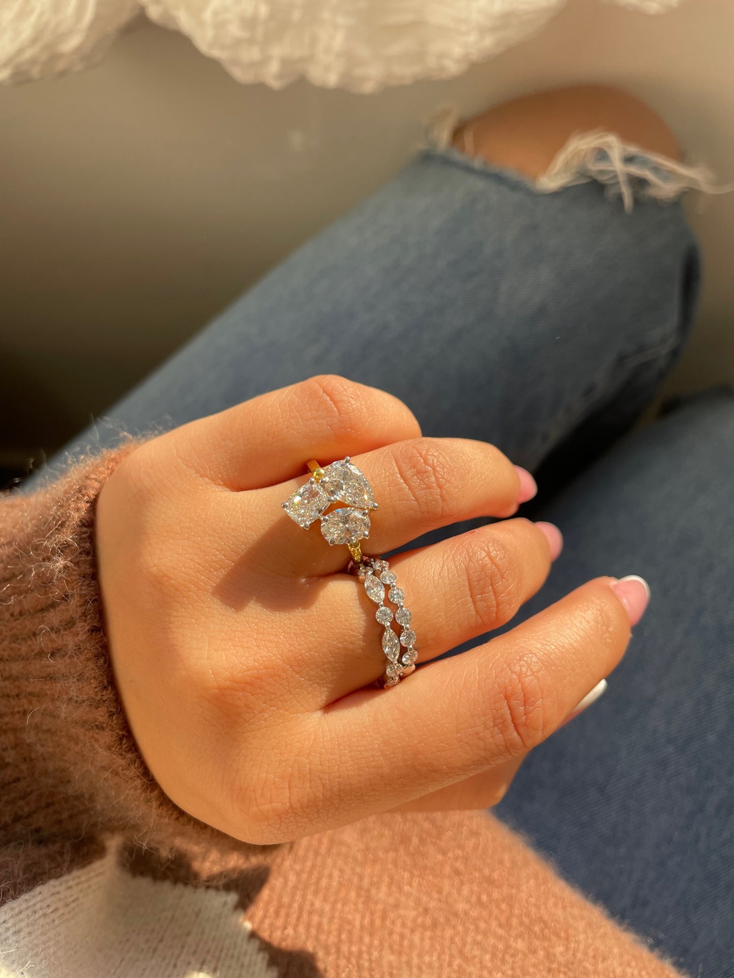 Mixed Cut Three Stone Ring | 3ct LAB Diamond