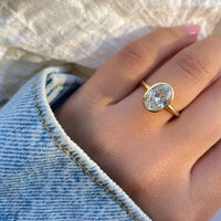 Solitaire Bezel Set Ring | Oval Shape Cut 2ct LAB Diamond