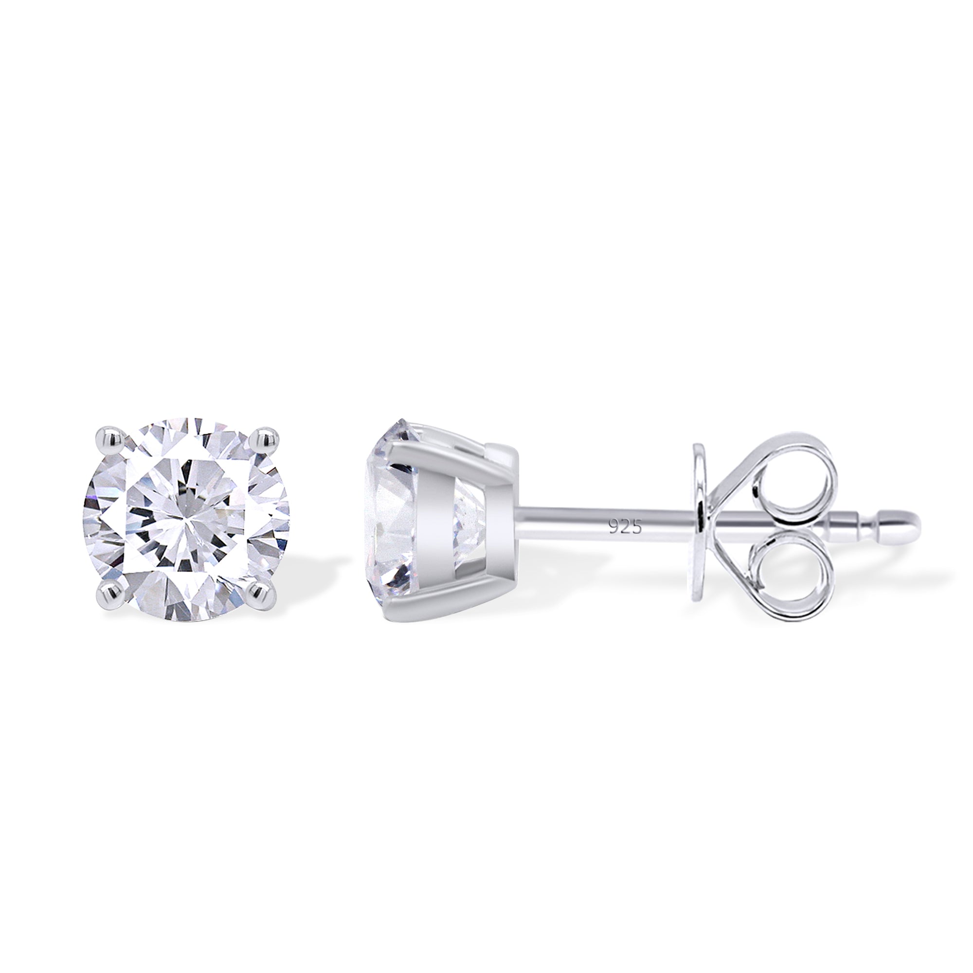 Lab Grown Silver Round Diamond Studs