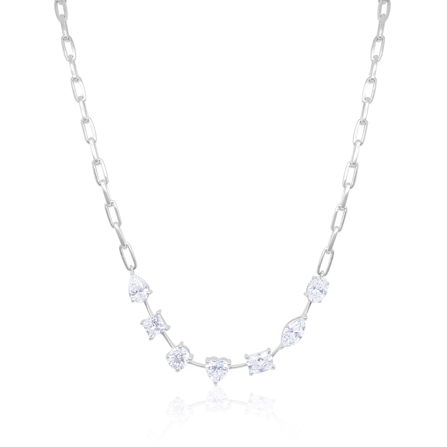 Paperclip Chain Necklace | Mixed Stone 10ct LAB Diamond