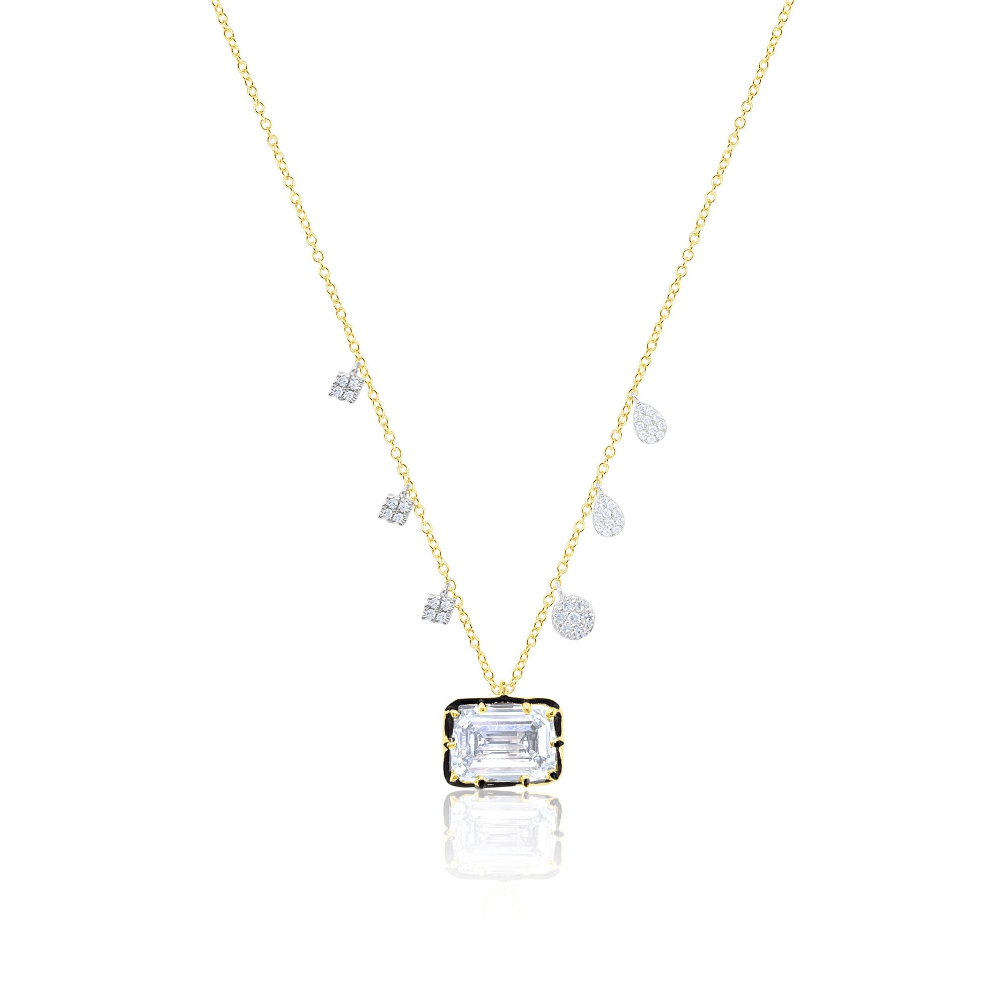 Yellow Gold 3 Carat Lab Diamond Fringe Necklace Georgian Style