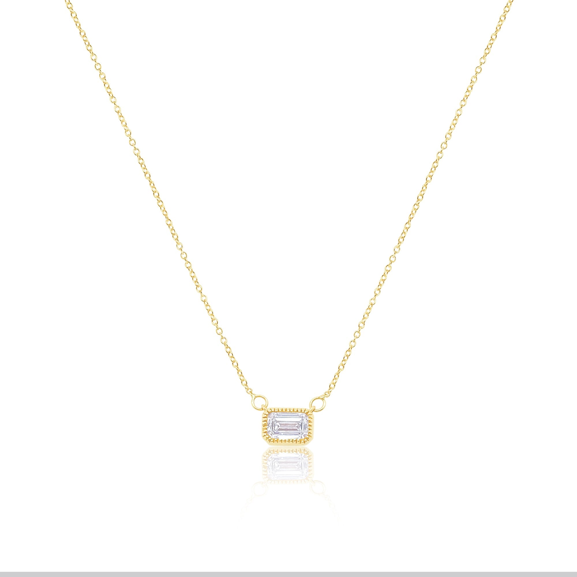Lab Grown 14kt Yellow Gold Emerald Cut Diamond Necklace