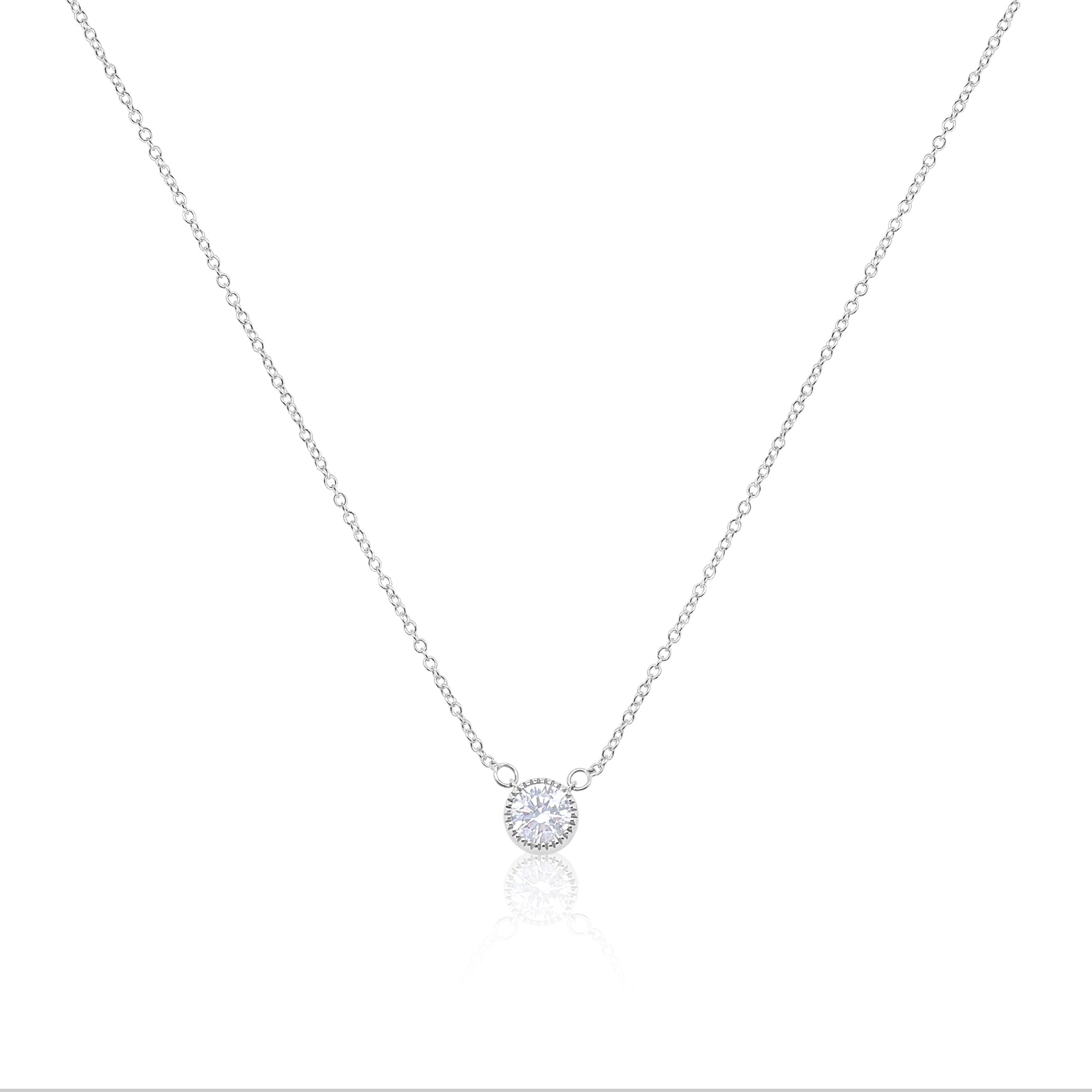 Lab Grown White Gold Round Cut Diamond Necklace
