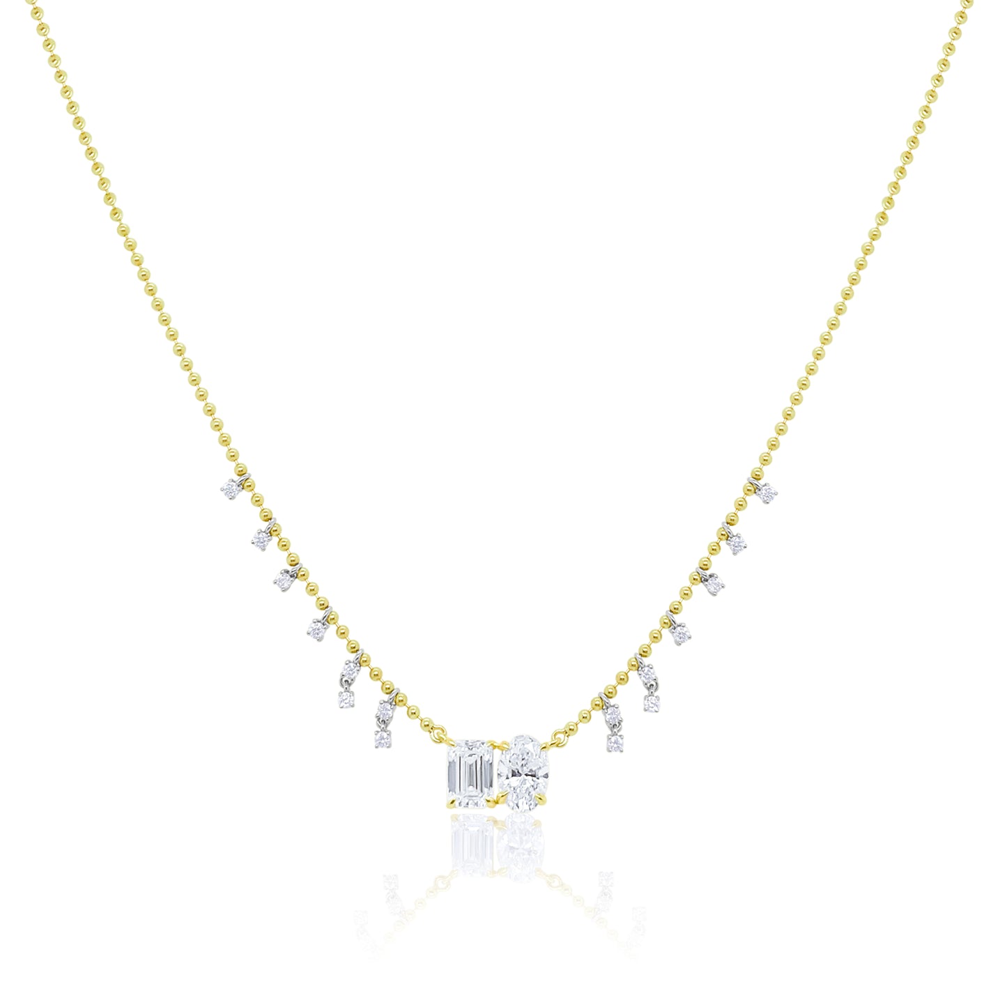 Spot Chain Moi & Toi Necklace | Two Stone 1ct LAB Diamond