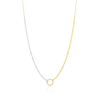 14kt Yellow and White Gold Beaded Necklace with Diamond Enhancer