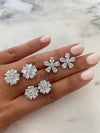 White Gold Diamond Flower Studs